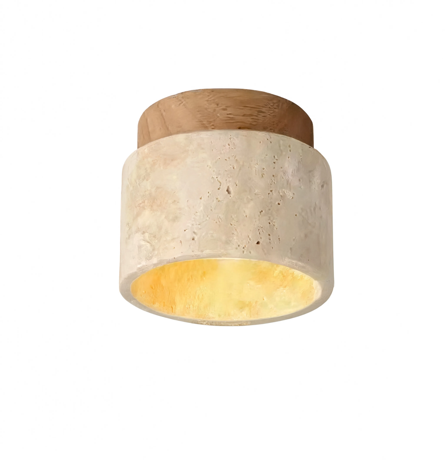 Travertine & Wood Round LED Ceiling Light E27 | Lunalight