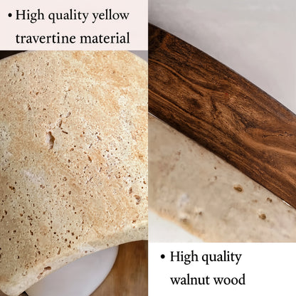 Travertine & Wood Round LED Ceiling Light E27 | Lunalight