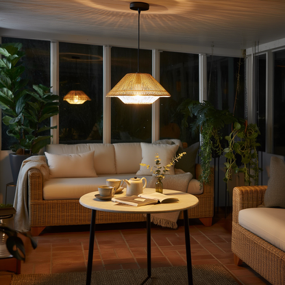 Rattan Farmhouse Cone Pendant Light | Lunalight