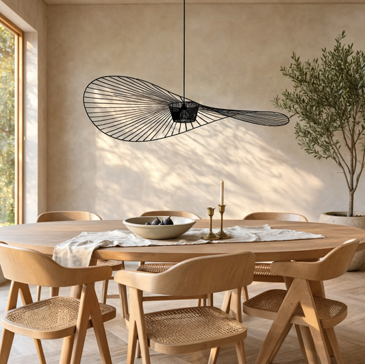 Nordic Straw Hat Fabric Pendant Light