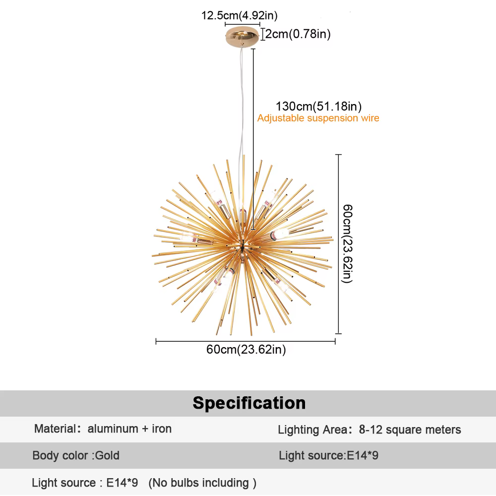 Gold Sputnik Chandelier 9x E14 | Lunalight