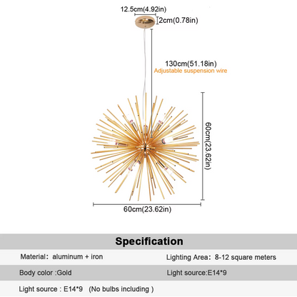 Gold Sputnik Chandelier 9x E14 | Lunalight