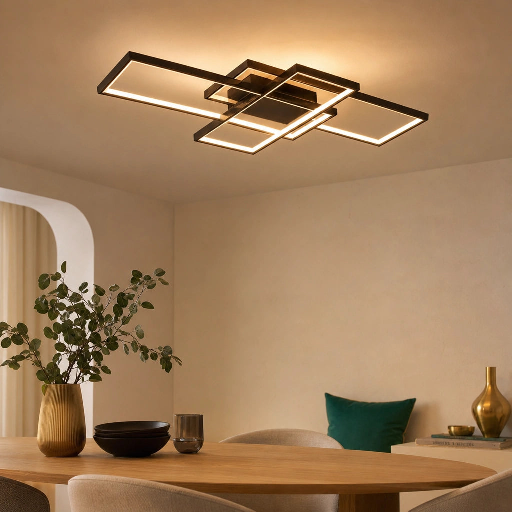 Black LED Rectangle Ceiling Light Dimmable