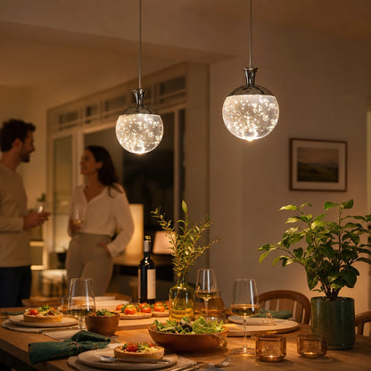 Chrome Crystal Bubble LED Pendant Light